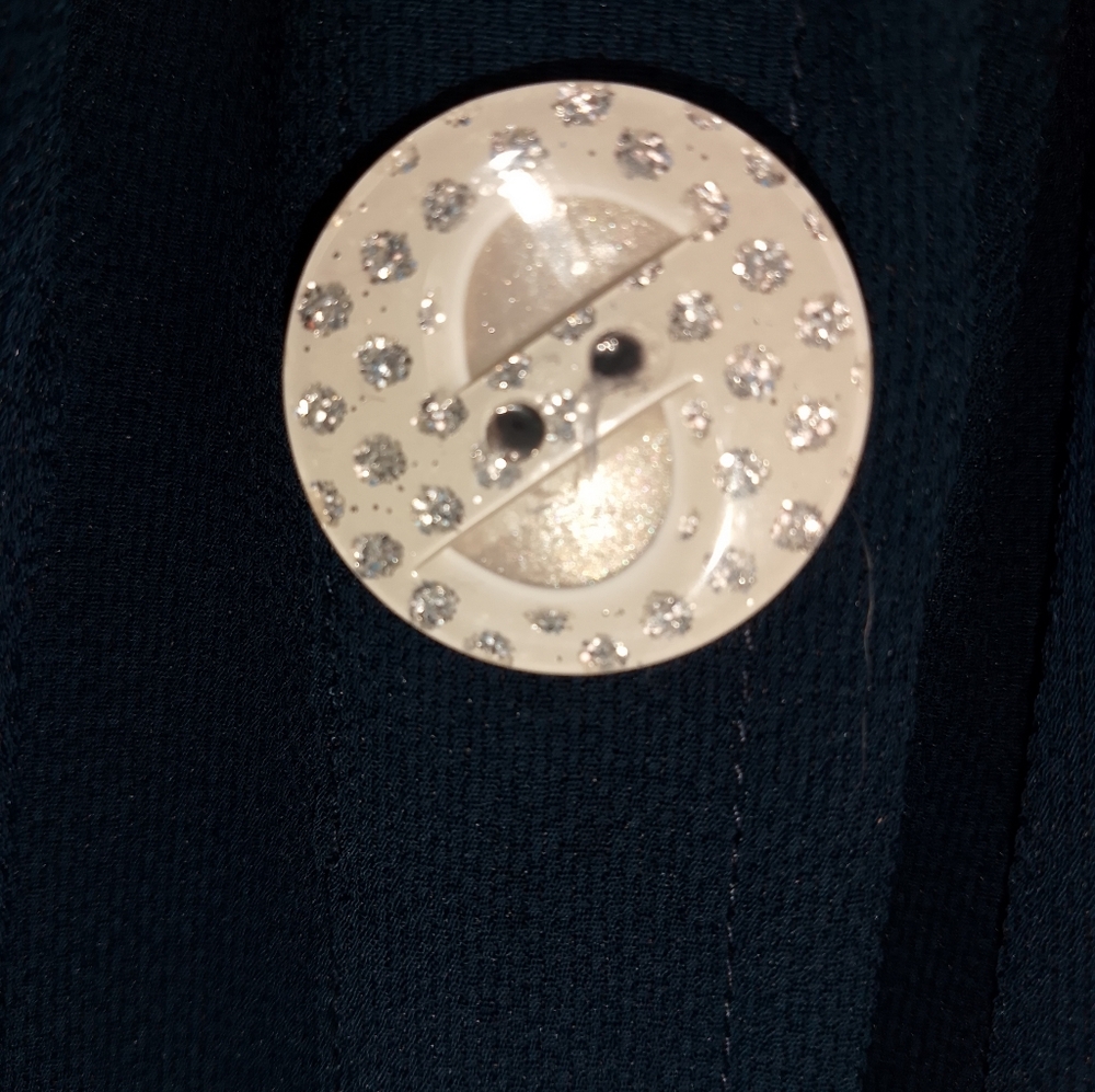 NWOT Vintage Green Apple Businesscore Navy and White Dress With Polkadot Accents - Picture 9 of 10